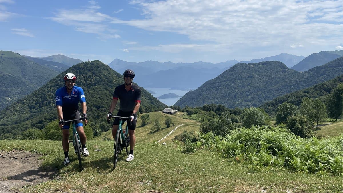 Cyclists on a Scenic Overlook