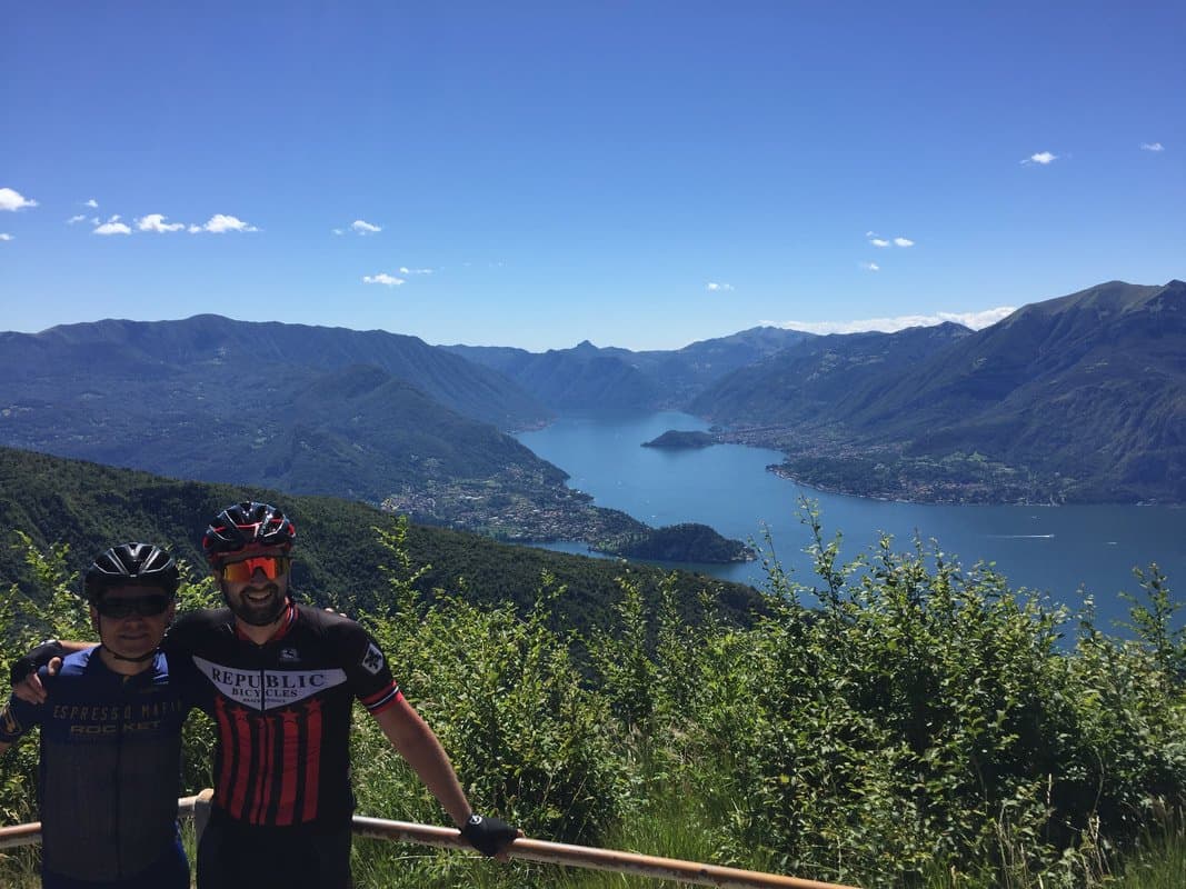 Cyclists with Scenic Lake Como View