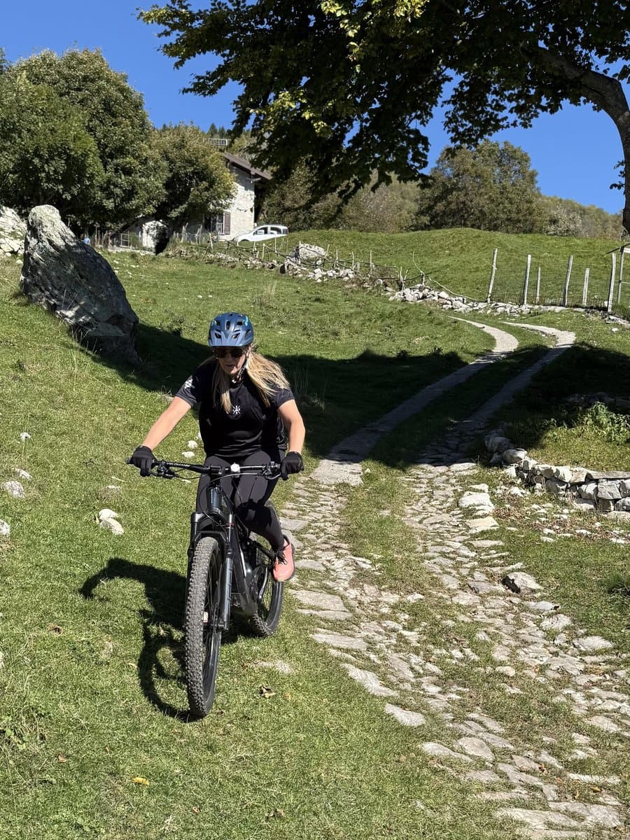 Cyclist on a mountain trail