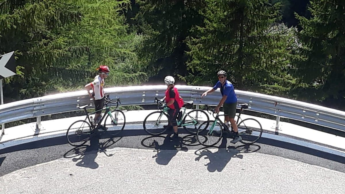 Cyclists on Splügen Pass Cyclists on Splügen Pass