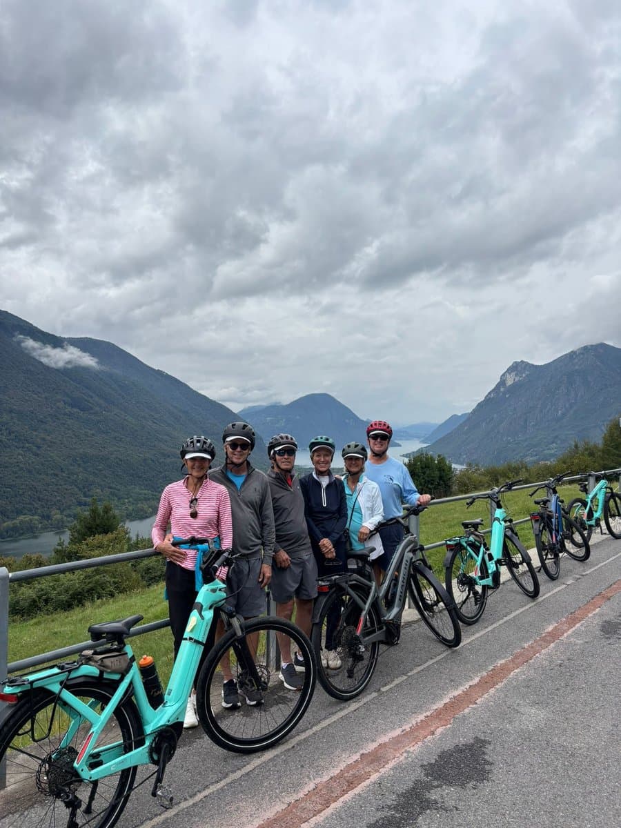 Group of Cyclists on Lake Como Group of Cyclists on Lake Como
